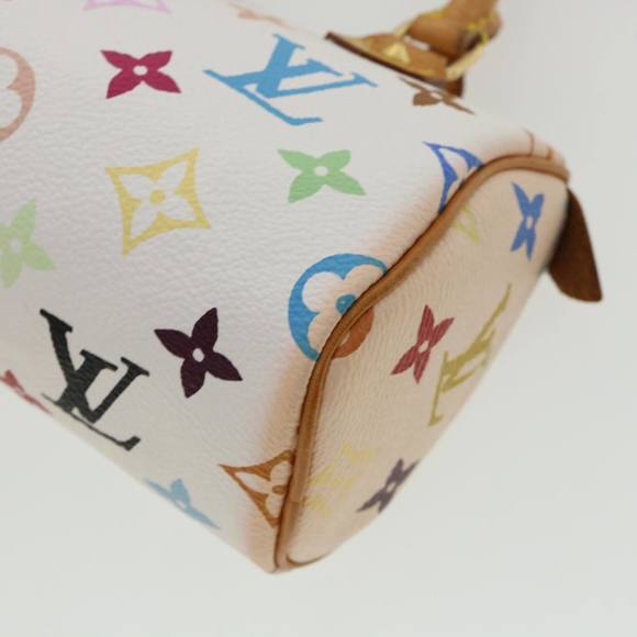 LOUIS VUITTON Monogram Multicolor Mini Speedy Hand Bag White M92645 Auth am548g - Picture 9 of 16